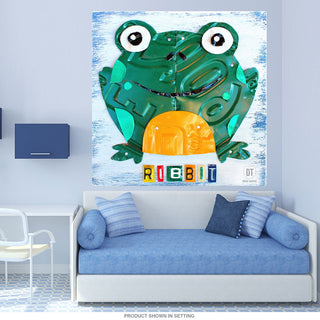 Frog Ribbit License Plate Style Wall Decal