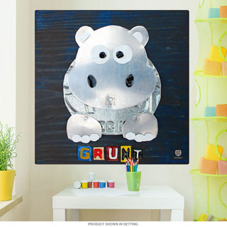 Hippo Grunt License Plate Style Wall Decal