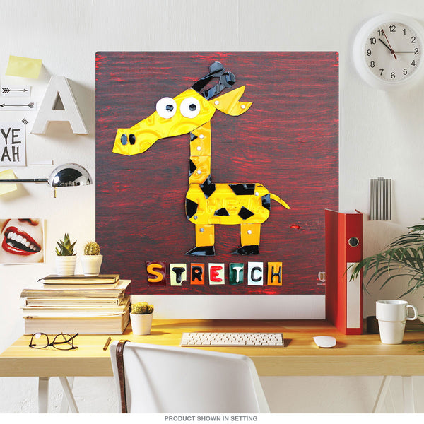 Giraffe Stretch License Plate Style Wall Decal