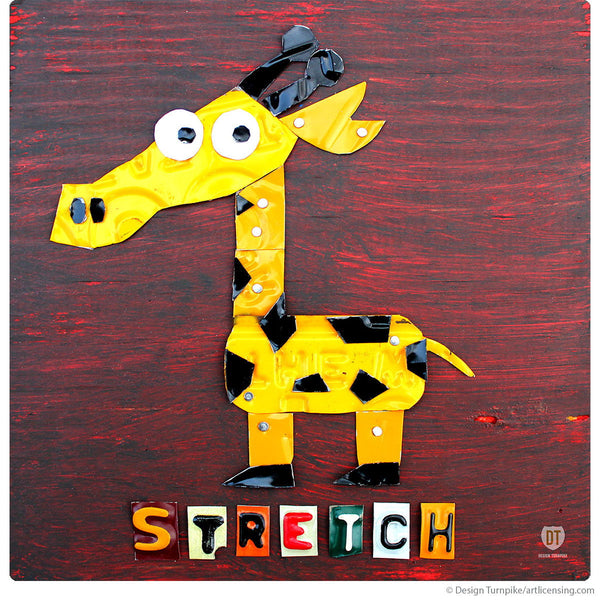 Giraffe Stretch License Plate Style Wall Decal