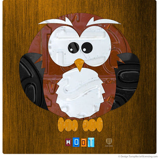 Owl Hoot License Plate Style Wall Decal