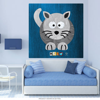 Cat Meow License Plate Style Wall Decal