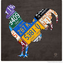 Farm Rooster License Plate Style Wall Decal