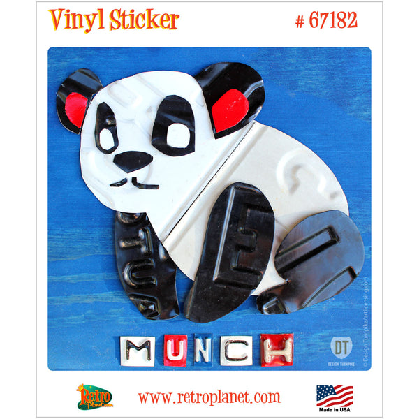Panda Munch License Plate Style Vinyl Sticker