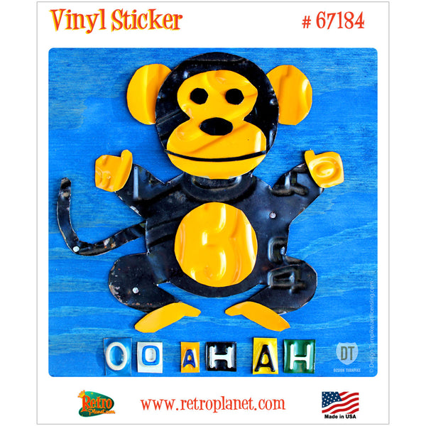 Monkey Oo Ah License Plate Style Vinyl Sticker