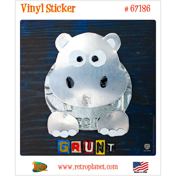 Hippo Grunt License Plate Style Vinyl Sticker