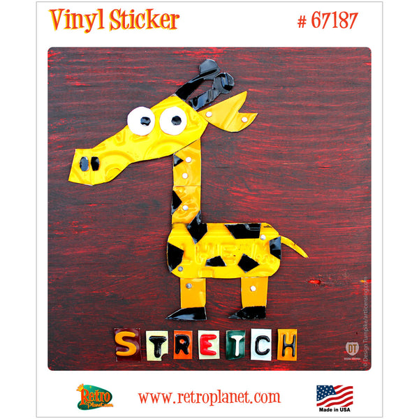 Giraffe Stretch License Plate Style Vinyl Sticker