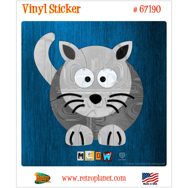 Cat Meow License Plate Style Vinyl Sticker