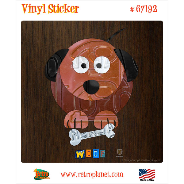 Dog Woof License Plate Style Vinyl Sticker