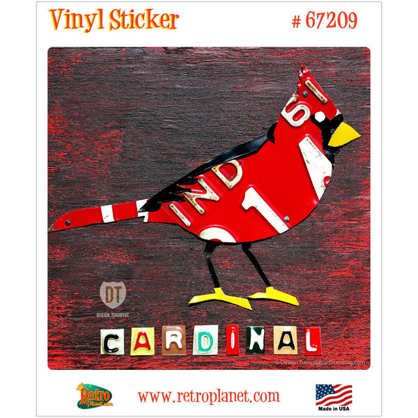 Cardinal Bird License Plate Style Vinyl Sticker