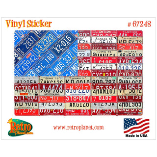 American Flag License Plate Style Vinyl Sticker