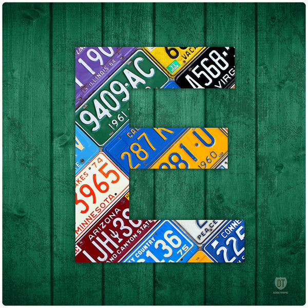 Letter E License Plate Art Wall Decal