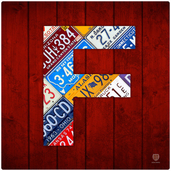 Letter F License Plate Art Wall Decal