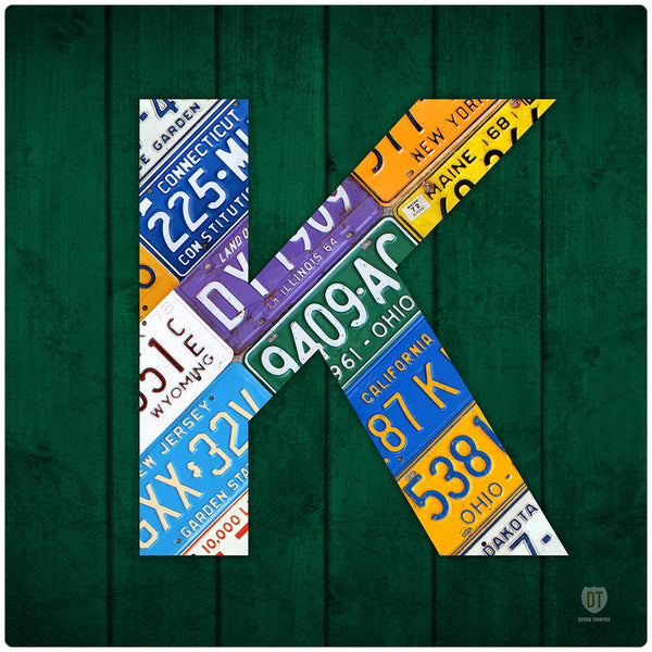 Letter K License Plate Art Wall Decal