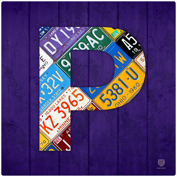 Letter P License Plate Art Wall Decal