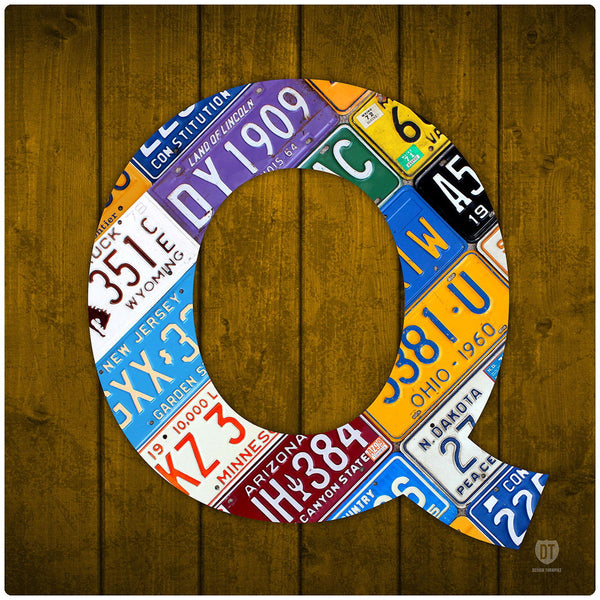Letter Q License Plate Art Wall Decal
