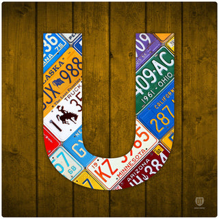 Letter U License Plate Art Wall Decal