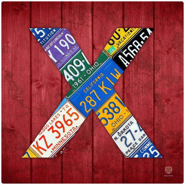 Letter X License Plate Art Wall Decal