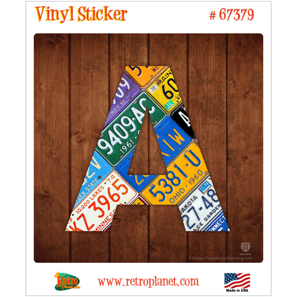 Letter A License Plate Style Vinyl Sticker