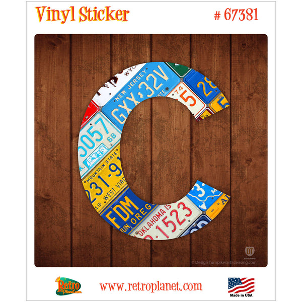 Letter C License Plate Style Vinyl Sticker
