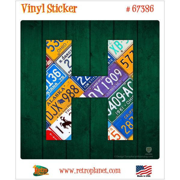 Letter H License Plate Style Vinyl Sticker