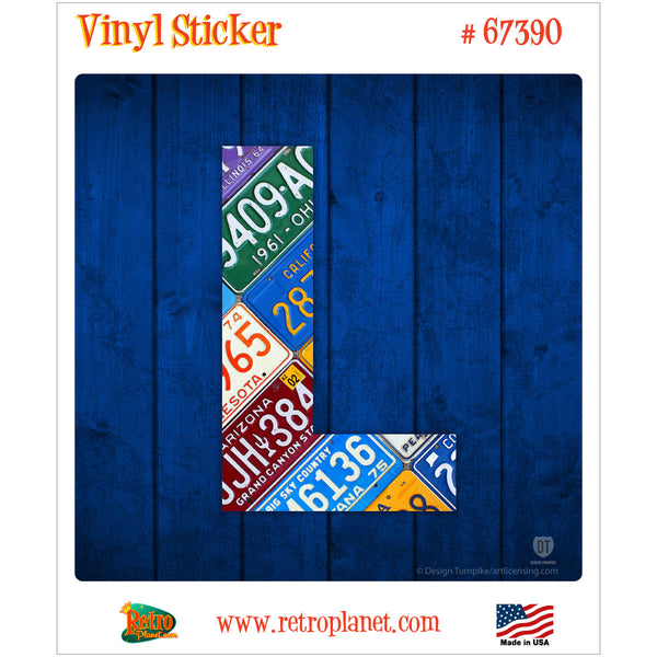 Letter L License Plate Style Vinyl Sticker