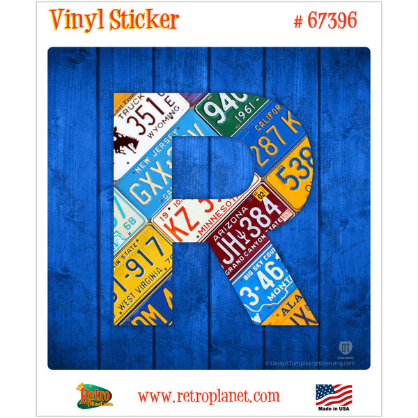 Letter R License Plate Style Vinyl Sticker