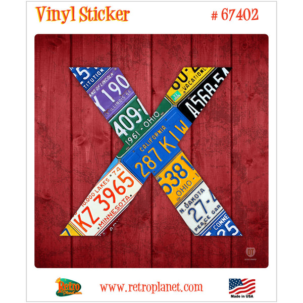 Letter X License Plate Style Vinyl Sticker