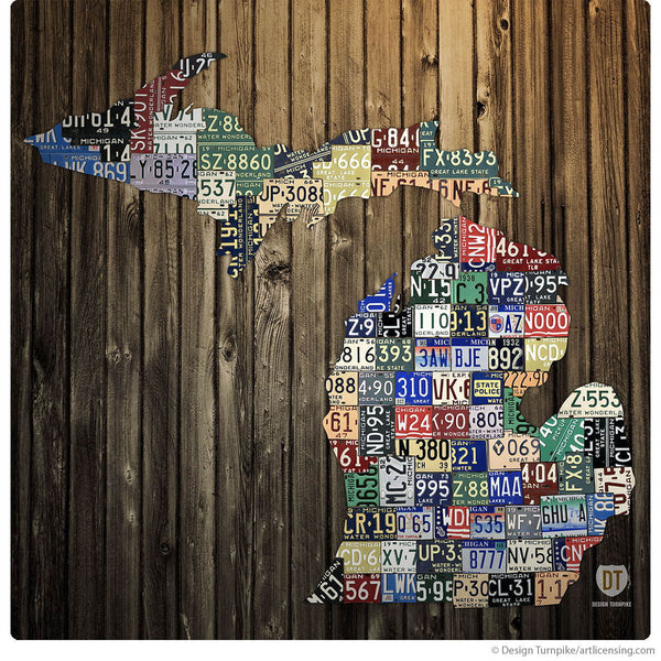 Michigan Map License Plate Style State Wall Decal