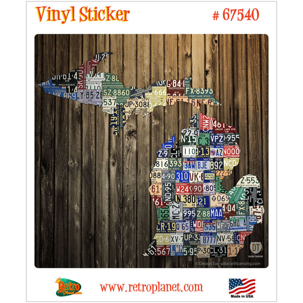 Michigan Map License Plate Style Vinyl Sticker