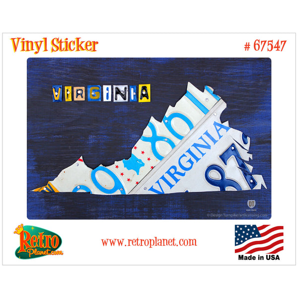 Virginia License Plate Style Vinyl Sticker Blue
