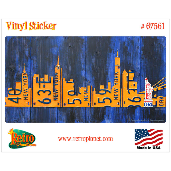 NYC Skyline License Plate Style Vinyl Sticker