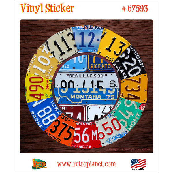 Clock Face License Plate Style Vinyl Sticker