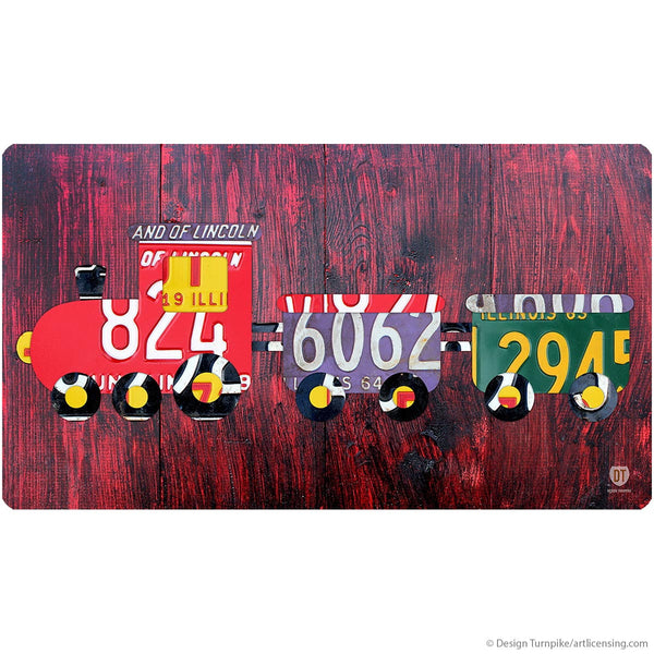 Toy Train License Plate Style Wall Decal
