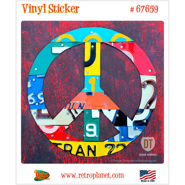 Peace Sign License Plate Style Vinyl Sticker