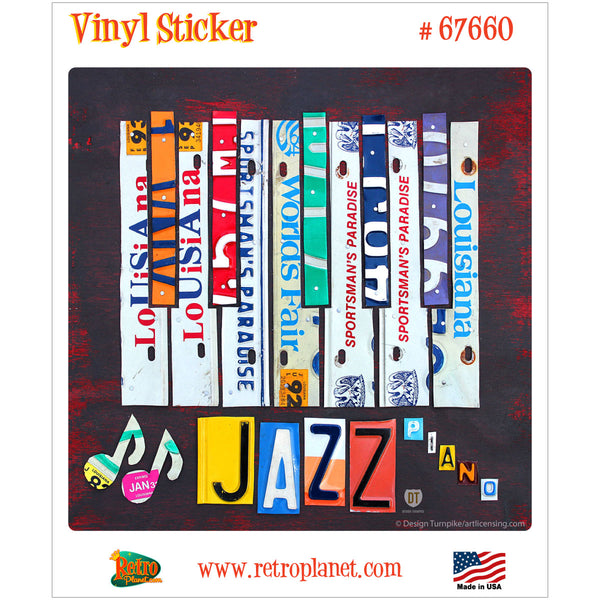 Jazz Piano License Plate Style Vinyl Sticker