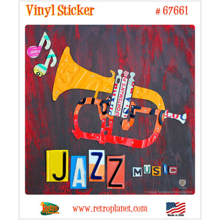 Jazz Trumpet License Plate Style Vinyl Sticker