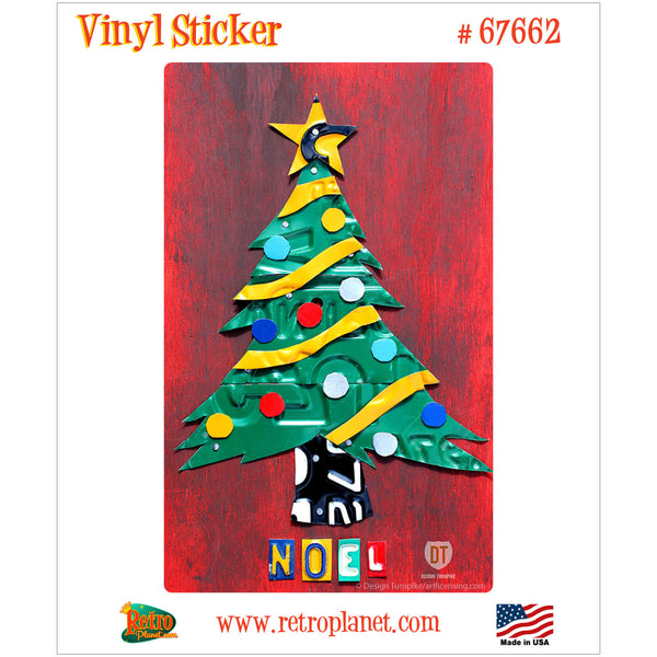 Christmas Tree License Plate Style Vinyl Sticker