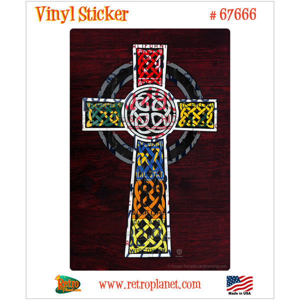 Celtic Cross License Plate Style Vinyl Sticker