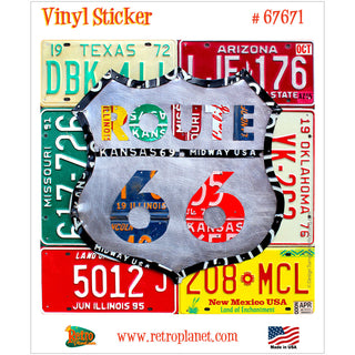 Route 66 Road License Plate Style Vinyl Sticker