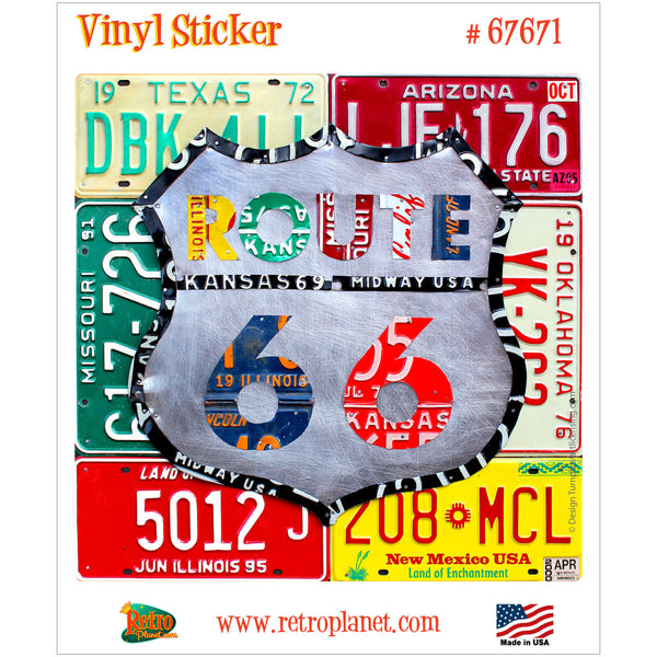 Route 66 Road License Plate Style Vinyl Sticker