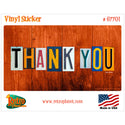 Thank You License Plate Style Vinyl Sticker