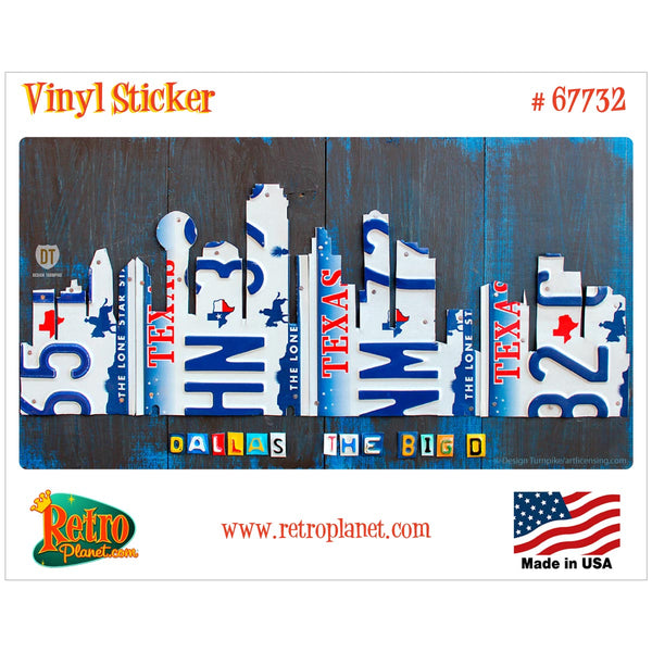 Dallas Texas License Plate Style Vinyl Sticker