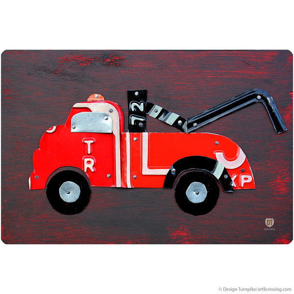 Tow Truck License Plate Style Wall Decal