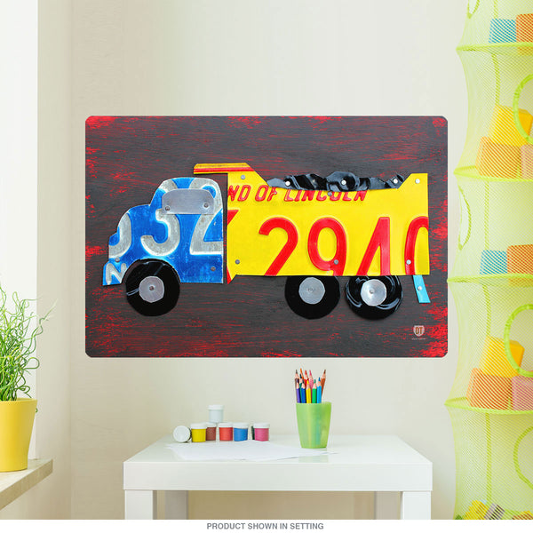Dump Truck License Plate Style Wall Decal