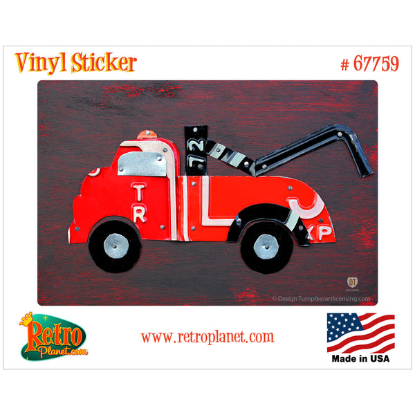 Tow Truck License Plate Style Vinyl Sticker