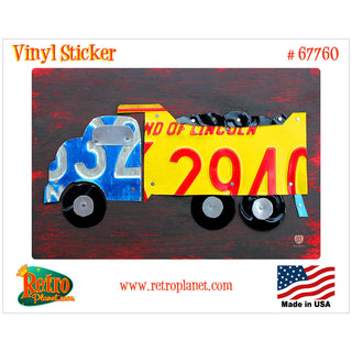 Dump Truck License Plate Style Vinyl Sticker