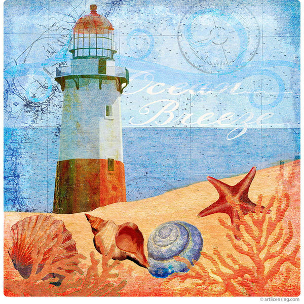 Ocean Breeze Lighthouse Collage Wall Decal