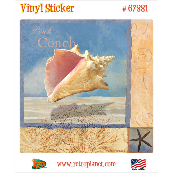 Pink Conch Shell Ocean Beauties Vinyl Sticker