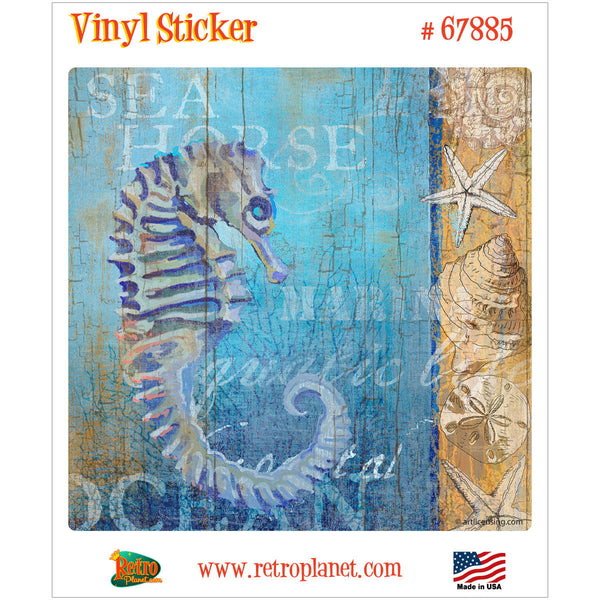 Seahorse and Sea Beach Collage Vinyl Sticker